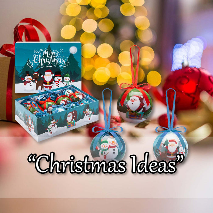 Christmas Bauble Decoration Fun Santa Boxed 12 piece 7. Set