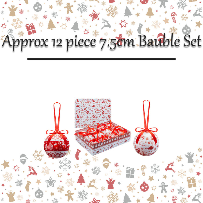 Christmas Bauble Decoration Hanging Tree  12 piece 7.5cm Bauble Set Nordic