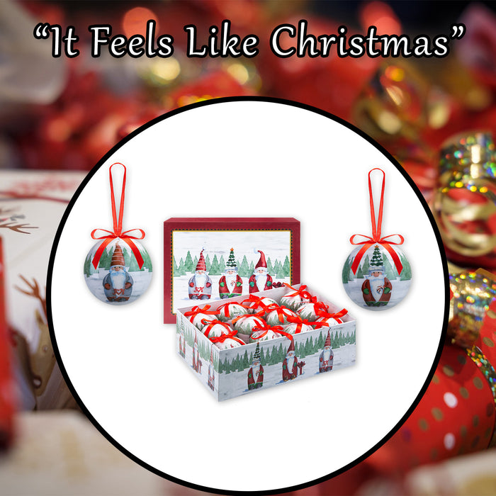 Christmas Bauble Decoration Hanging Tree 12 piece 7. 5cm Bauble Set Santa Gonk