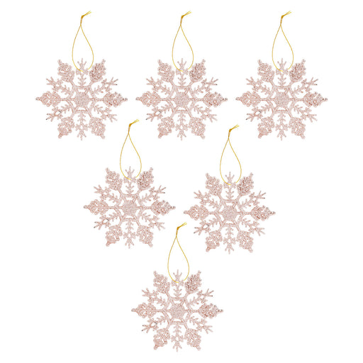 Christmas Tree Decoration Hanging Glitter Snowflake Champagne