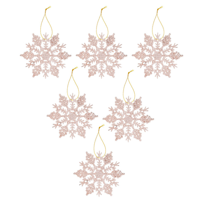 Christmas Tree Decoration Hanging Glitter Snowflake Champagne