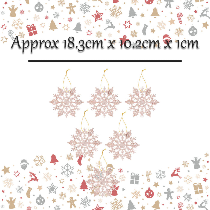 Christmas Tree Decoration Hanging Glitter Snowflake Champagne