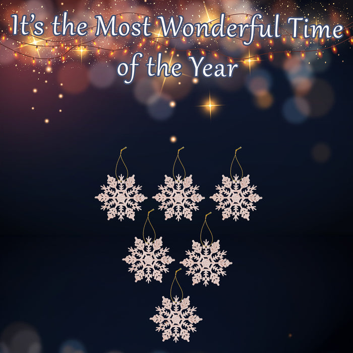 Christmas Tree Decoration Hanging Glitter Snowflake Champagne
