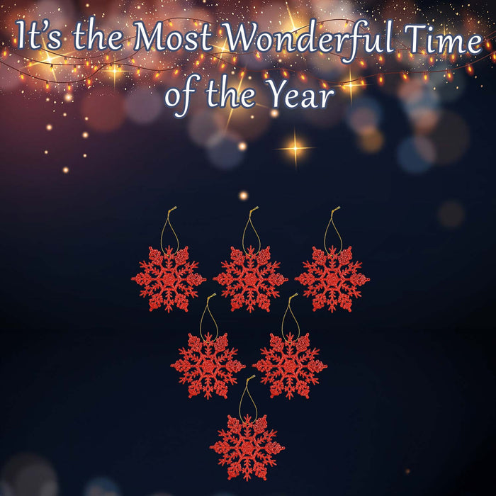 Christmas Tree Decoration Hanging Glitter Snowflake 18. 3x10. 2x1cm Red