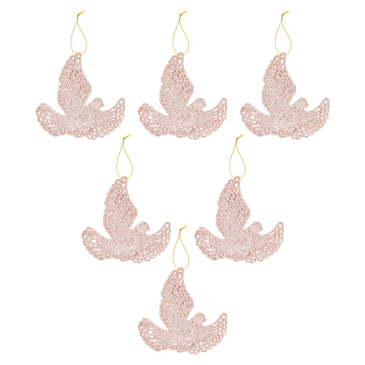 Christmas Tree Decoration Hanging Glitter Dove 6 20x11. Champagne