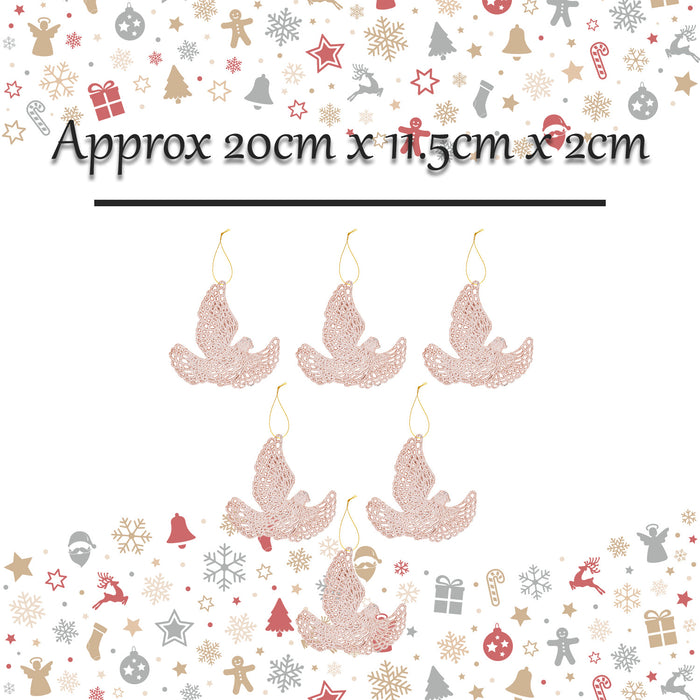 Christmas Tree Decoration Hanging Glitter Dove 6 20x11. Champagne