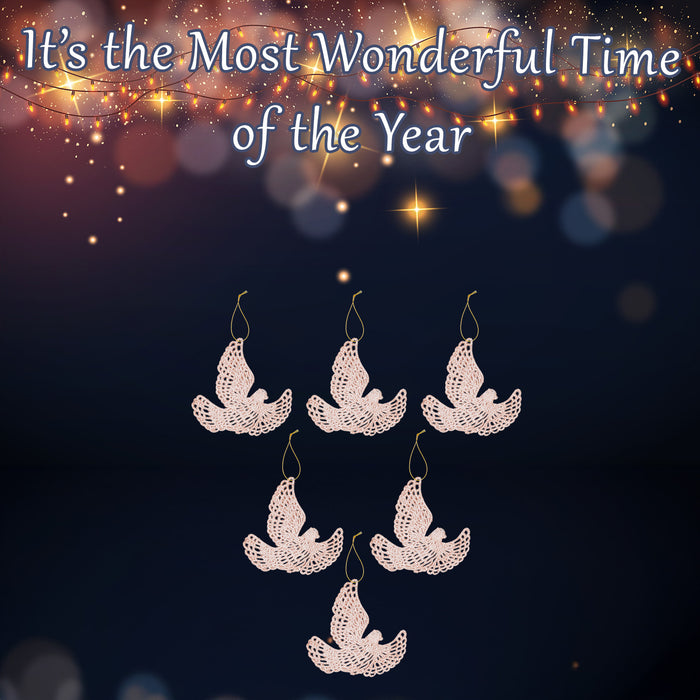 Christmas Tree Decoration Hanging Glitter Dove 6 20x11. Champagne