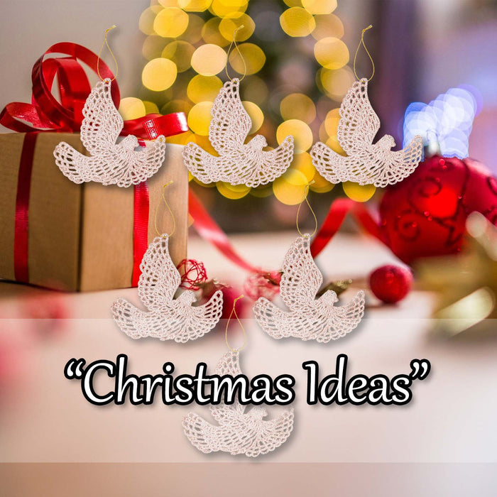 Christmas Tree Decoration Hanging Glitter Dove 6 20x11. Champagne