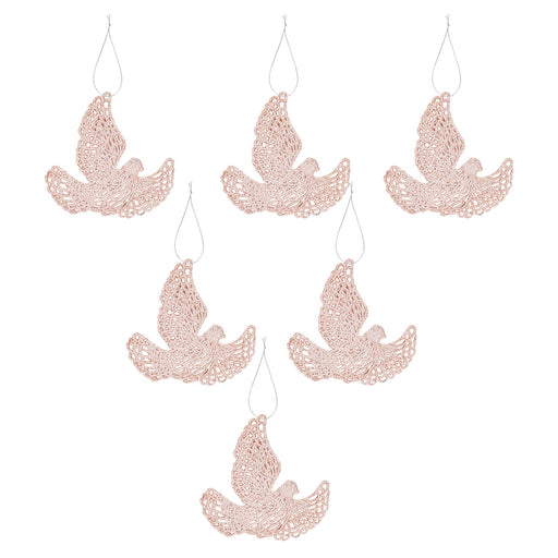 Christmas Tree Decoration Hanging Glitter Dove 6 20x11. Rose Gold