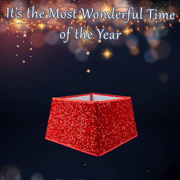 Christmas Tree Skirt Folding Sequin Tree Skirt X 1 30.2cm x 40.2cm x 2.6cm Red