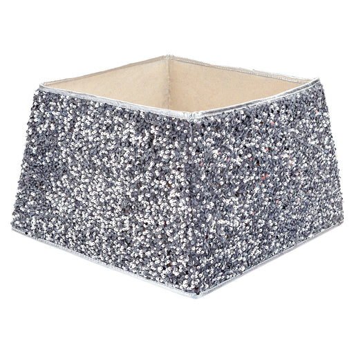 Christmas Tree Skirt Folding Sequin Decoration X Silver