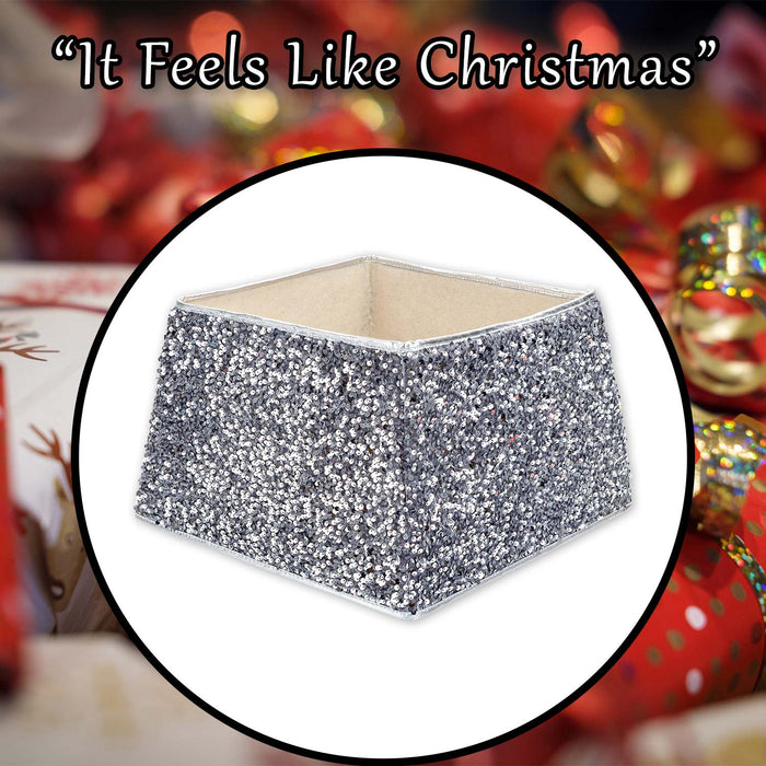 Christmas Tree Skirt Folding Sequin Christmas Decoration X 1 30. 2cm Silver