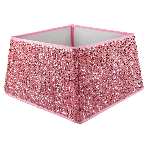 Christmas Tree Skirt Folding Sequin Xmas Decoration 30. Rose Pink
