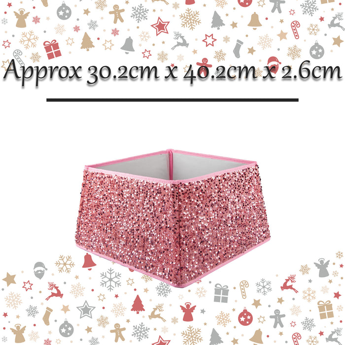 Christmas Tree Skirt Folding Sequin Xmas Decoration X  30.2cm Rose Pink