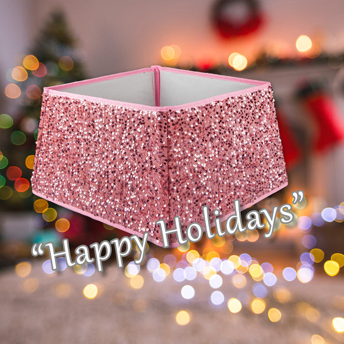 Christmas Tree Skirt Folding Sequin Xmas Decoration X  30.2cm Rose Pink