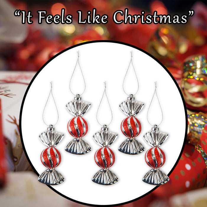 Christmas Tree Decoration Candy Cane Ornament X 5 11cm Candy Cane Striped