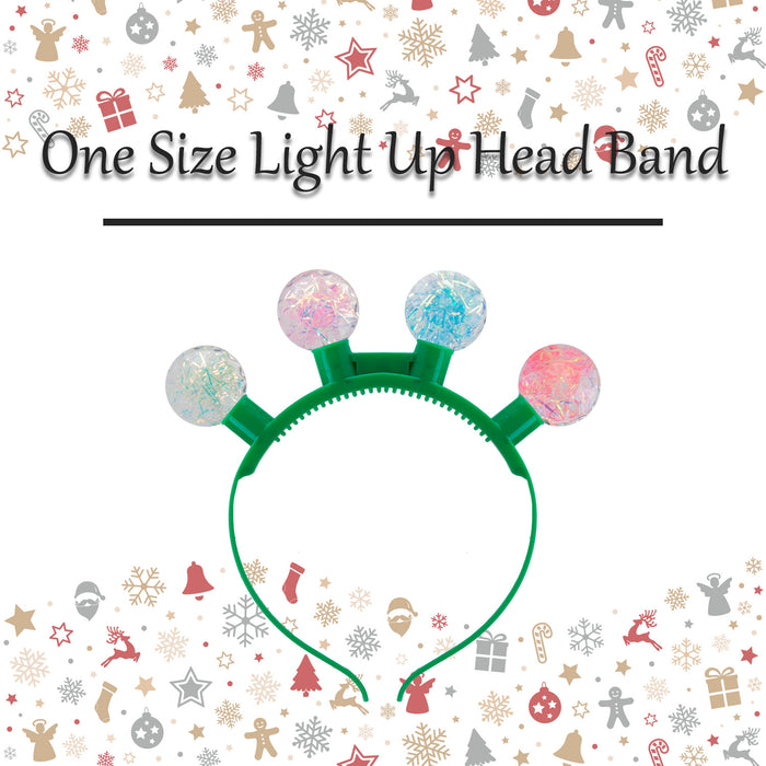 Christmas Light Up Headband Glitter Ball X 1 One Size  Glitter