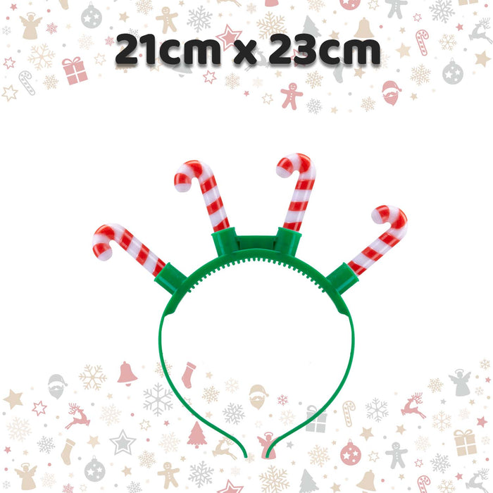 Christmas Candy Cane Light Up Head Band 21cm x 23cm Green X 1
