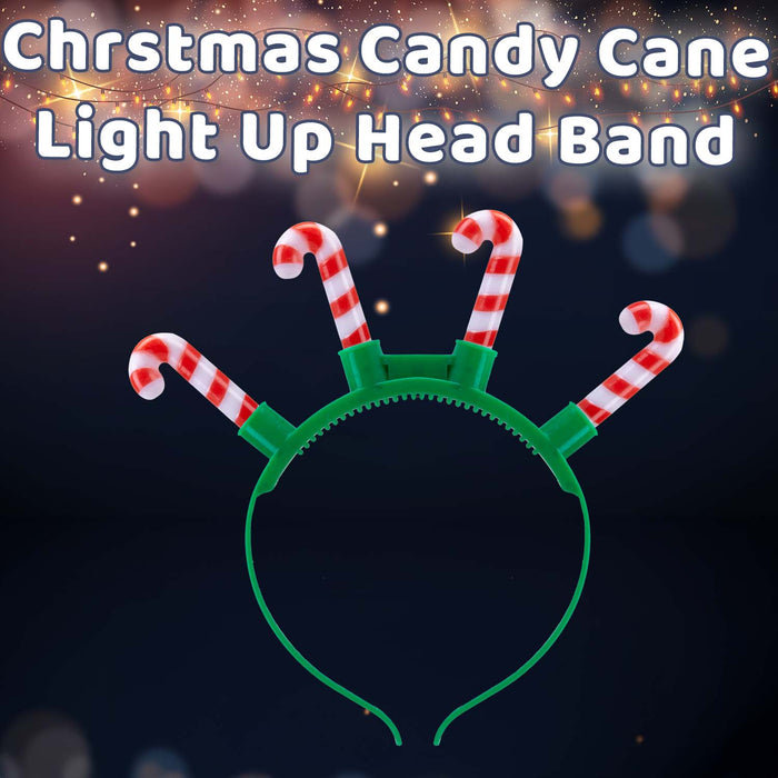 Christmas Candy Cane Light Up Head Band 21cm x 23cm Green X 1