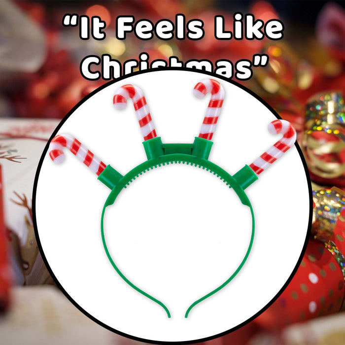 Christmas Candy Cane Light Up Head Band 21cm x 23cm Green X 1