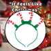 Christmas Candy Cane Light Up Head Band 21cm x 23cm Green X 1