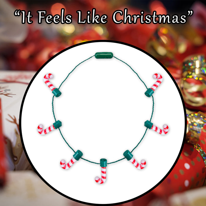 Christmas Necklace Light Up Candy Cane Necklace X 1 One Size Candy Cane