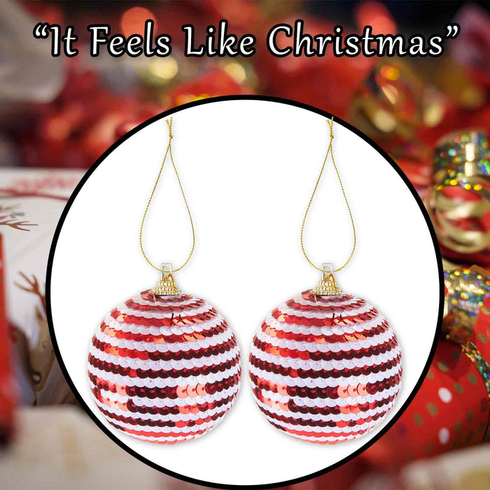 Christmas Bauble Decoration Hanging Tree X 2 2 piece 6. 5cm Bauble Set Red
