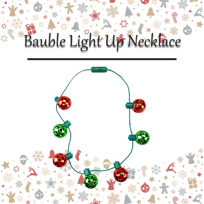 Christmas Light Up Necklace Bauble Decoration One Size Red