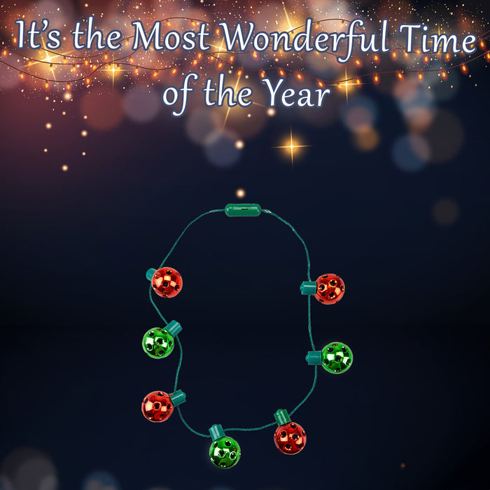 Christmas Light Up Necklace Bauble Decoration One Size Red