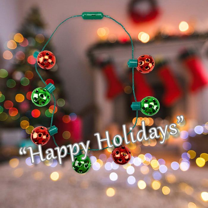 Christmas Light Up Necklace Bauble Decoration One Size Red