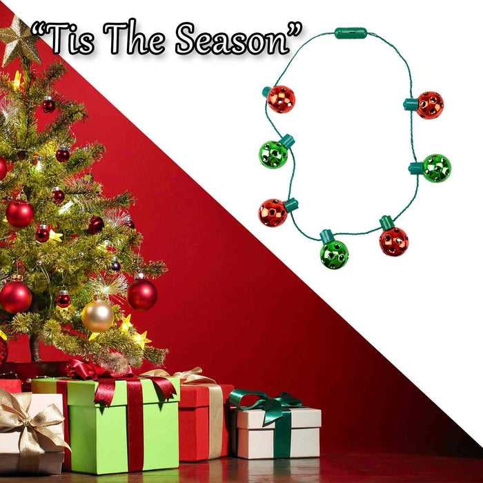 Christmas Light Up Necklace Christmas Bauble Decoration X 1 One Size Red, Green