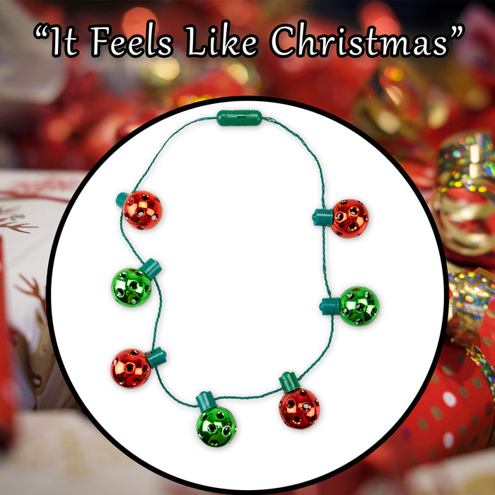 Christmas Light Up Necklace Christmas Bauble Decoration X 1 One Size Red, Green