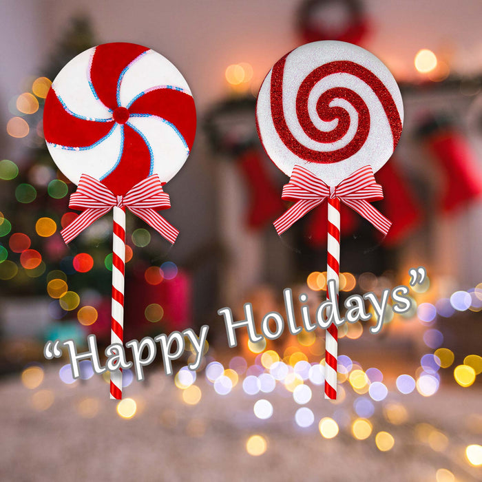 Christmas Decoration Candy Cane Lollipop Varied Designs Red, White