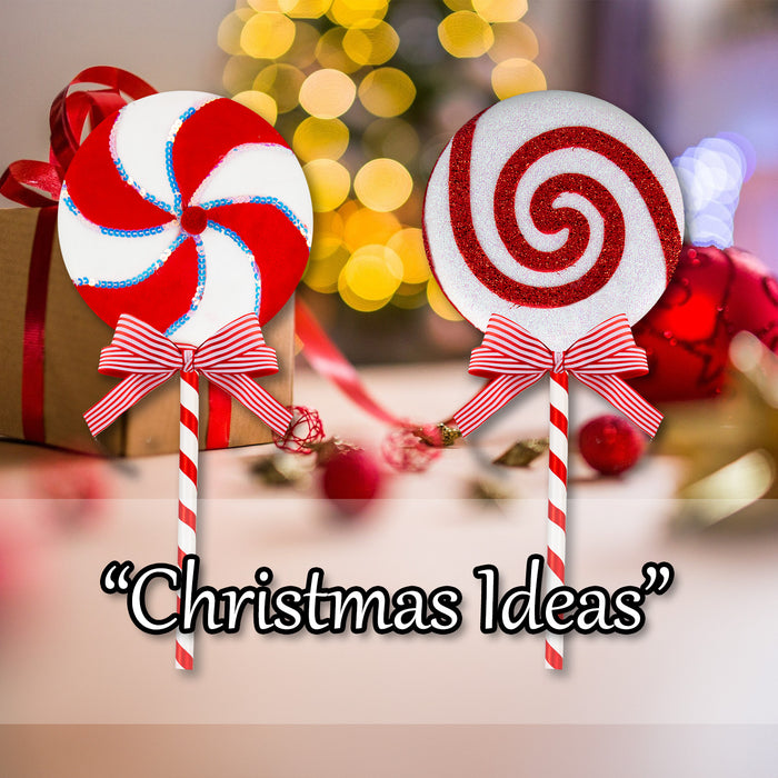 Christmas Decoration Candy Cane Lollipop 2 Varied Designs X 1 20x50cm Red, White