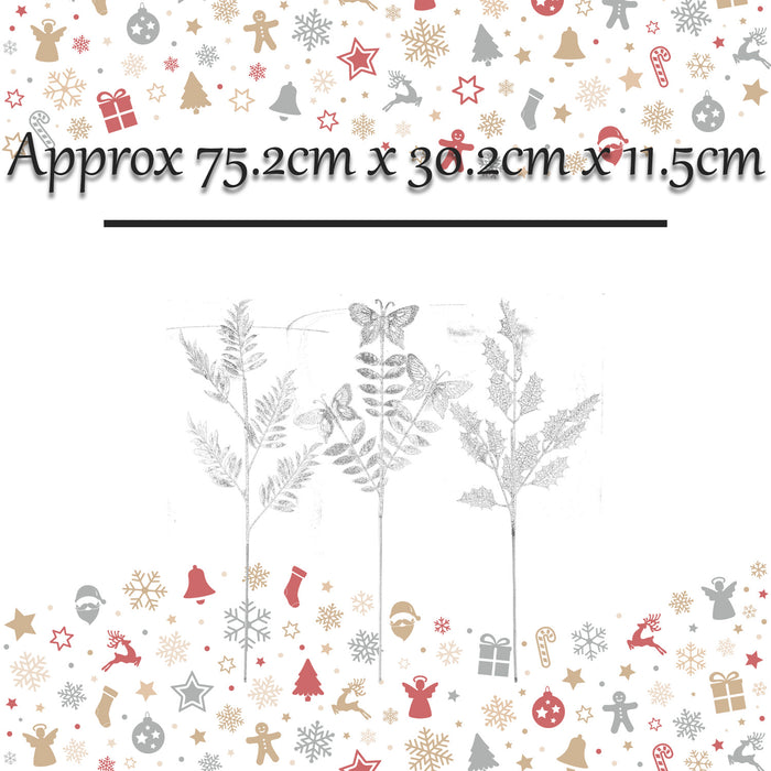 Glitter Foliage pick Christmas Decoration 75. 2 x 30. 2 x 11. 5cm White x 1 Pick