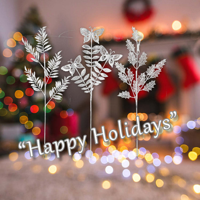 Glitter Foliage pick Christmas Decoration 75. 2 x 30. 2 x 11. 5cm White x 1 Pick