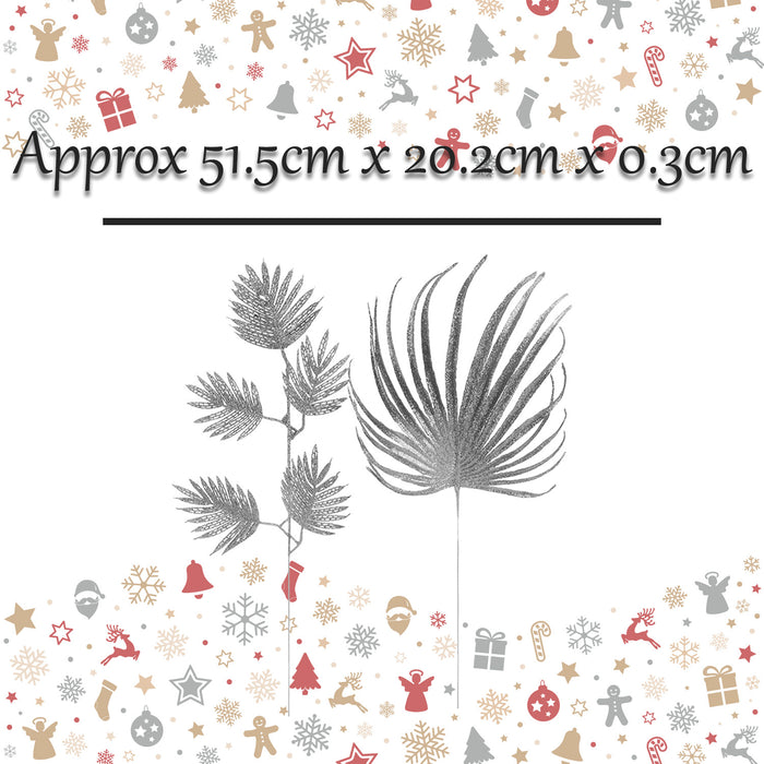 Glitter Spruce Leaf Pick Christmas Decoration 2 Varied Designs X 1 51.5cm Silver