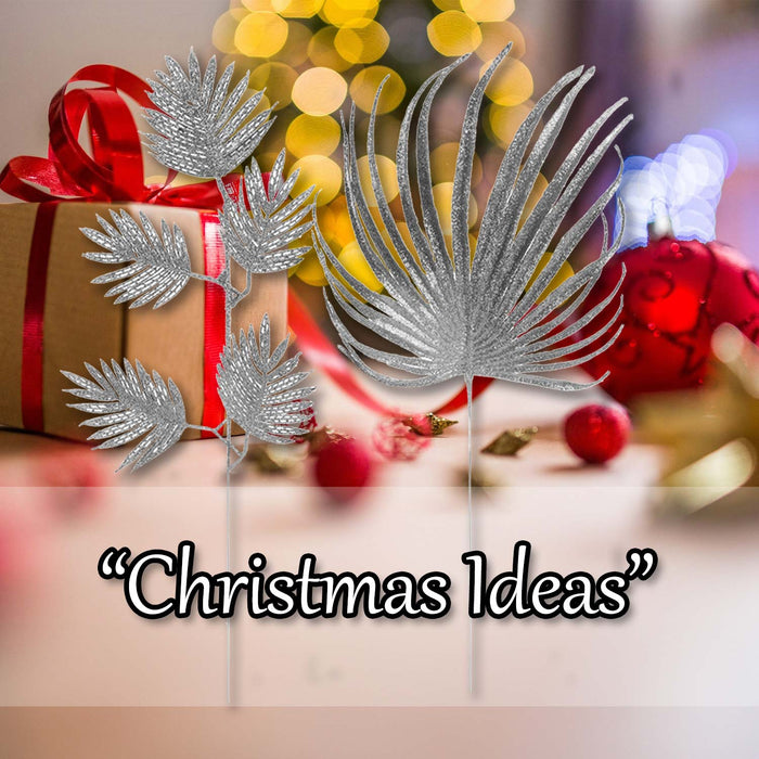 Glitter Spruce Leaf Pick Christmas Decoration Varied 51. Silver