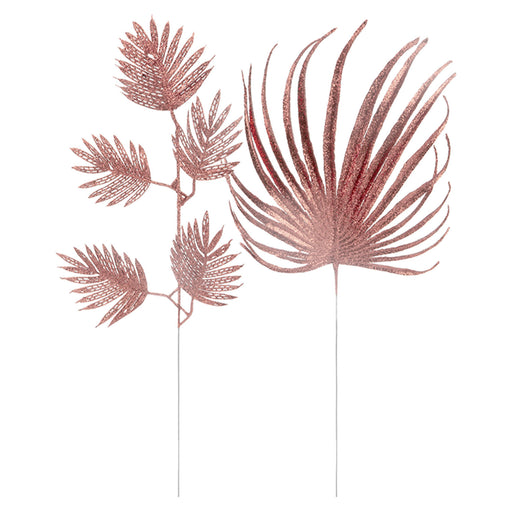 Glitter Spruce Leaf Xmas Assorted Designs Rose Gold
