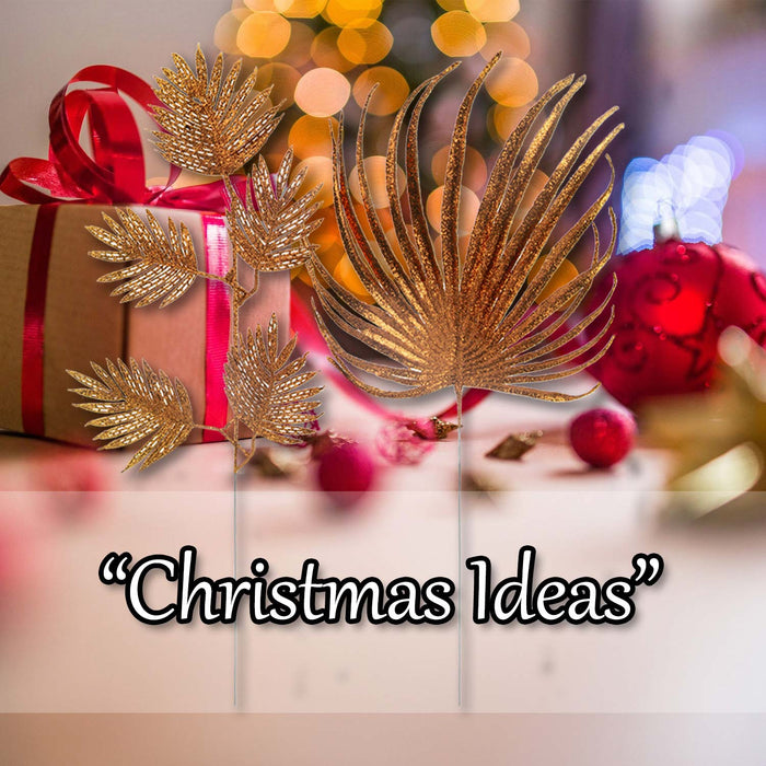 Glitter Spruce Leaf Xmas Assorted Designs Rose Gold