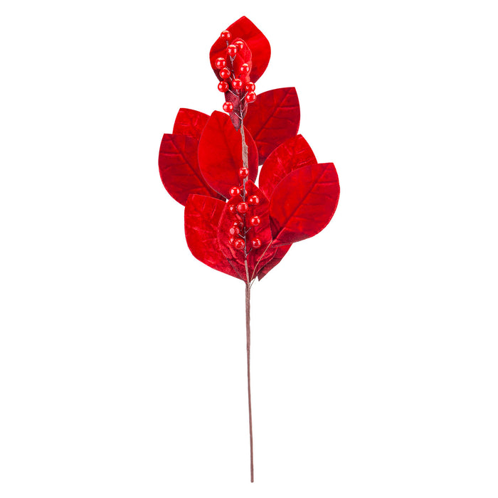 Christmas Red Leaf Berry Stem Christmas Decoration X 1 67cm Red