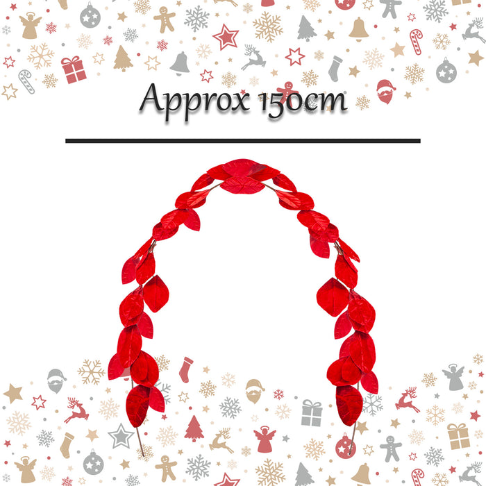 Christmas Red Leaf Garland Christmas Decoration X 1 150cm Red