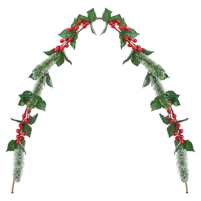 Christmas Red Berry Pine Holly Garland Decoration X 1 150cm Red, Green