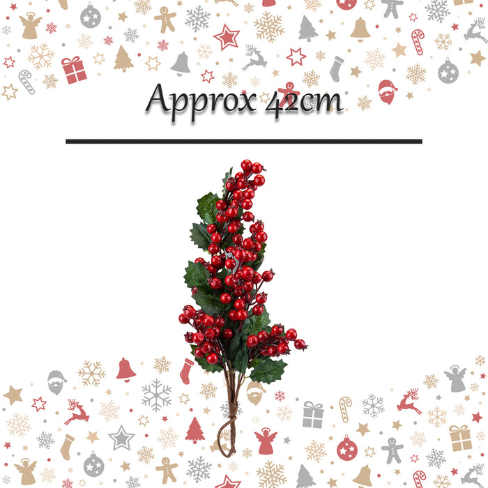 Berry Holly Drop Stem Christmas Decoration X 1 42cm Red