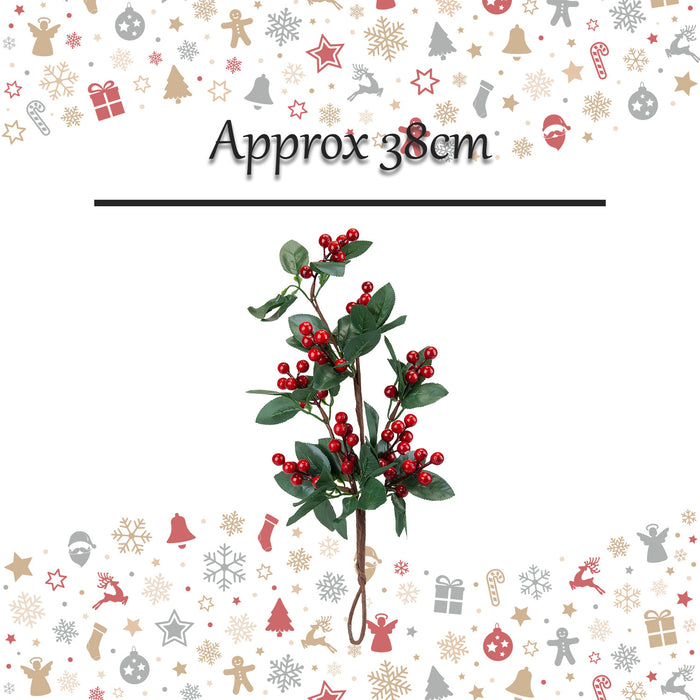 Berry Holly Drop Stem Christmas Decoration X 1 38cm Red