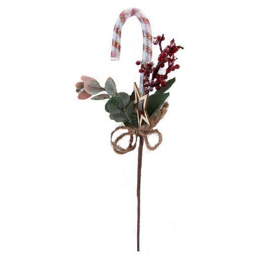 Red Berry Candy Pick With Hang Tag Christmas Decoration Ornament X 1 29cm Red