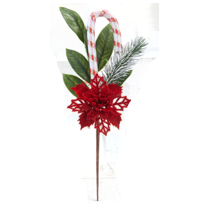 Poinsettia Red Berry Pick Christmas Decoration Ornament X 1 30cm Red