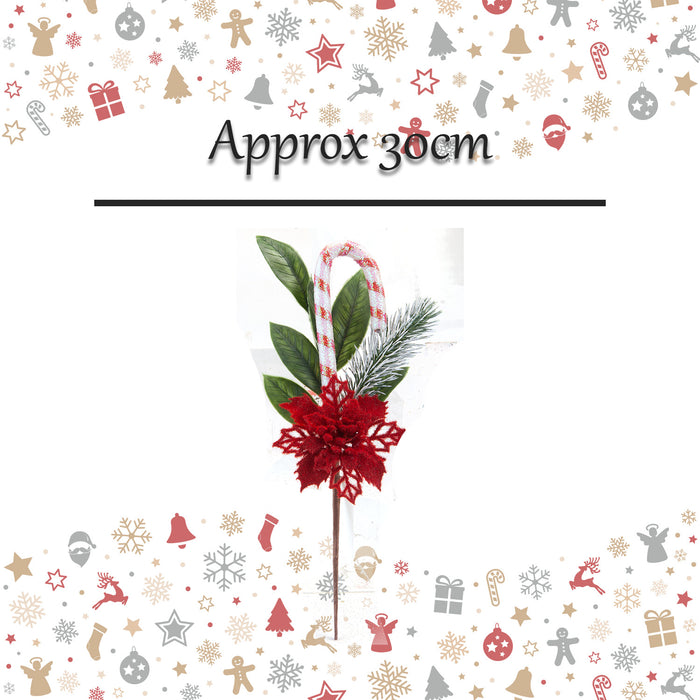 Poinsettia Red Berry Pick Christmas Decoration Ornament X 1 30cm Red