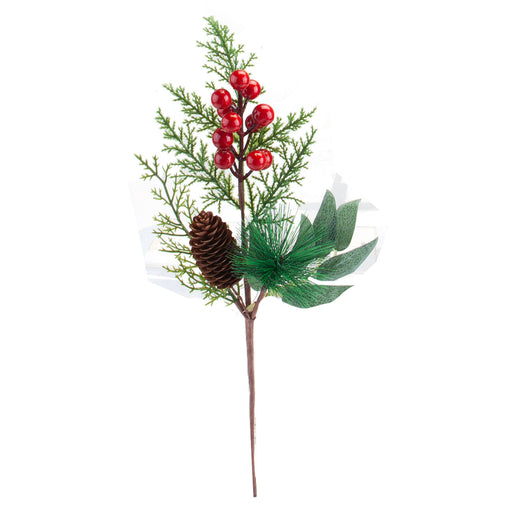 Berry Pine SprayChristmas Decoration 2 Varied Designs X 1 40cm Red