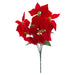 5 Head Poinsettia Bunch Christmas Decoration X 1 48cm Red, Green